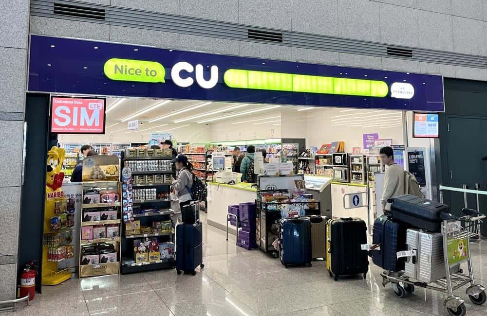 Convenience store at Incheon Airport selling T-money cards