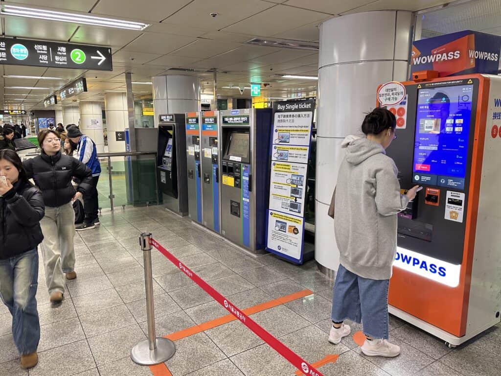 WOWPASS kiosk Seoul subway station currency exchange