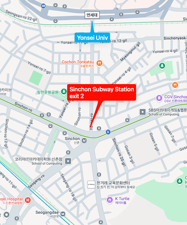 Meeting point: Sinchon Station Exit 2